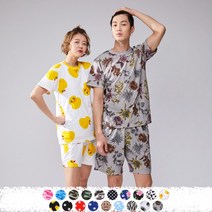 순면 30수 프린팅 상하의 세트 잠옷 편한옷 반팔 반바지