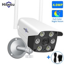 문앞cctv 실내외 스마트 Hiseeu 4MP 2MP IP 카메라 WIFI 1080P 무선 야외 방수 총알 카메라 컬러 야간 투시경 보안 감시 P2P 홈cctv, 4MP 128G 카드 추가, 협동사