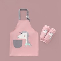 카스테이 어린이 미술 앞치마 세트, 핑크 유니콘