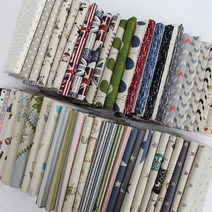 베드앤데코 린넨 프린트패턴 53종 패브릭원단[145x90], 마린도트블랙