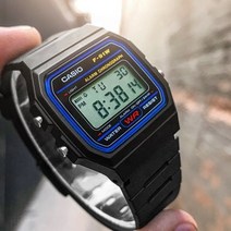 카시오 클래식 디지털 우레탄 손목시계 W-1 블랙