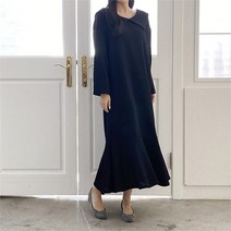 아이우먼 빅사이즈 210 골지카라플레어원피스 DGRK494