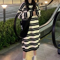 라라벨 여성용 니트 원피스 단가라 텐디 니트원피스