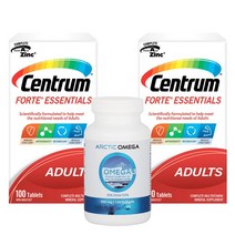 CENTRUM 센트룸 FORTE 에센셜 성인 남녀공용 종합영양제 멀티미네랄 100정-2병(오메가3 60정 무료증정!), 2병, 432