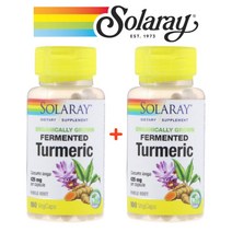 (1+1) 솔라레이 발효 투메릭 강황 뿌리 터머릭 Curcuma longa 425mg 100 베지캡슐 2팩