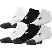 Under Armour 성인용 기능성 테크 노쇼 양말 여러 켤레, Large, Steel Assorted (6-pairs)