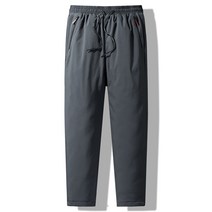 남성 패딩 바지 우모 오리털 솜 구스 겨울 야외 다운 두꺼운 방풍 따뜻한 캐주얼 느슨한 운동복 방수 조깅 피트니스 스포츠