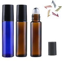 10ml 단단한 롤온 향수공병 블루 롤러볼 아로마 두피 오일 차광 유리 용기, 1개