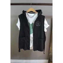 나무옷장 자수 후드 바스락 집업 조끼