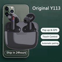 tws fone 블루투스 이어폰 무선 헤드셋 슈퍼 포드 y113 이어폰 터치 스테레오 이어버드 for xiaomi fone bloototh sem fio, 블랙 y113
