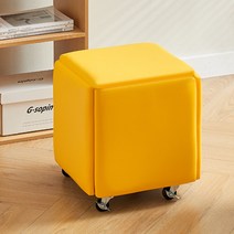 큐브의자 블록 공간활용 결합형 크리미 홈 다기능 스툴 조합 커피 테이블 스토리지 접이식, 결합스툴 옐로우 대형 높이 42cm
