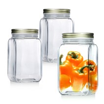사각 밀폐 과일청 보관 유리병 2호 1300ml 3P 세트 반찬 장아찌 절임 소스 과일청 밀폐 유리용기, 본품