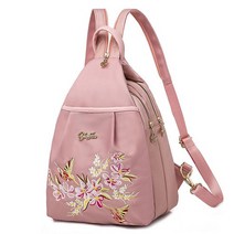 메드블루 플라워 자수 중년 여성 나일론 백팩 Z14_DI_1350