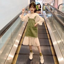 CIUUC 여자 봄 정장 어린이 그물 붉은 외국 2022 새로운 한국 버전 유행 아동복 가을 옷 투피스 세트