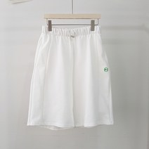 상상그이상 여성용 국내제작 버뮤다 절개 반바지 팬츠 허리밴딩 스트링 포인트 편안한 4부팬츠 자수 레터링 트렌디한 반바지 데일리룩 코디