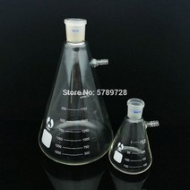 25ml ~ 2000ml 유리 진공 그라인딩 입 여과 흡입 플라스크 상부 노즐 포함 실험실 필터 병 1 개, 2000ml caliber 24mm
