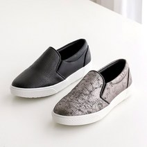 발편한 통굽 글리터 빈티지 플랫폼 슬립온 블랙 그레이 3cm