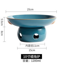 티라이트 양초가열 보온접시 세라믹워머식기 각종 찜요리 스프 치즈퐁듀 워머접시, 25cm 블루세트