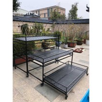 화분받침대 철제화분랙 다육이 선반 베란다 테라스 정원, 120x60x100 2단(기본 블랙)