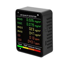 산소측정기 공기측정기 이산화탄소측정기 미세먼지측정기 미세 6 in 1 air quality detector co2 pm10, 검은색