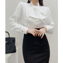 숄 타이 쁘띠 스카프 블라우스 3col