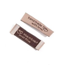 라벨 패브릭 수제 태그 50x15mm 태그천 가방 모자 공예 바느질 액세서리 20 개, 02 Brown