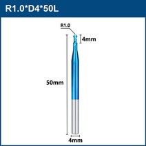 엔드밀 드릴밀 xcan 밀링 비트 2 플루트 볼 노즈 엔드 밀 r0.5-6.0 텅스텐 카바이드 cnc 라우터 비트 엔드 밀링 커터 cnc 기계 밀링 도구, r1.0xd4x4x50l, 1개