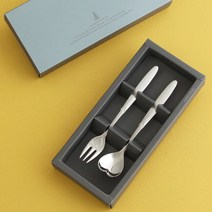 인스푼 티스푼포크 돌답례품 티스푼세트, 엔젤하트 2P (포크1+티스푼1), 인쇄 / 포장 (파랑도트)