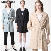[쉬즈미스SHESMISS] 린넨 노카라 오픈형 롱자켓 택가격:248000원