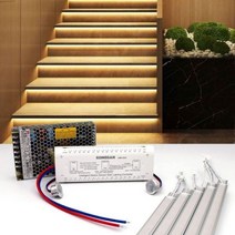 KOMIGAN 지능형 모션 센서 LED 계단 조명 키트 10개 알루미늄 라이트 바, 10계단, Warm White 3000K