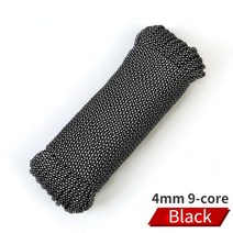 등산 야외 4mm Paracord 등산 보조 라인 9 코어 구명 밧줄 장비 안전 다기능 로프, 04 Black_03 50M
