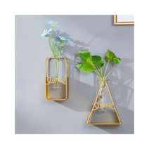 조경 금속 시험관 벽 화병 삼각 유리 용품 꽃병, 사각HR003267