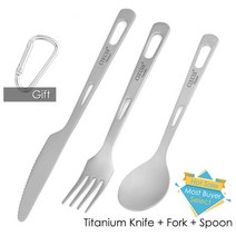 캠핑용 티타늄 식기 세트 Ti 스푼 포크 나이프 젓가락 아웃도어 부시크래프트 피크닉 관광 칼 키트, 08 Ti 3pcs Set