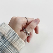 시크문 925은도금 써클 체인 실버 오픈링 반지