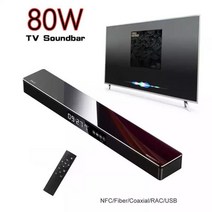 홈시어터 사운드바 스피커 80W 슈퍼 파워 TV 사운드 바 홈 시어터 오디오 시스템 에코 벽 스테레오 서라운드 caixa 드 som LED 시계 디스플레이 온도계, 01 Black