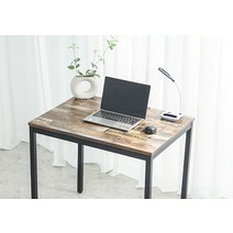 비셀리움 모던테이블 철제 1인용 테이블 일자형 서재 컴퓨터 책상 600 800 1000, 800_블랙프레임_클래식브라운