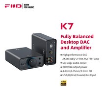 FiiO-K7 밸런스드 HiFi DAC 헤드폰 앰프 AK4493S x 2 XMOS XU208 PCM384kHz DSD256 USB 광 동축 RCA 입력, 미국 플러그