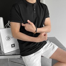 크레이지 탄탄 머슬핏 헨리넥 반팔 티셔츠