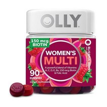 OLLY 여성용 멀티비타민 젤리 베리 맛 90개 45일분 비타민 A D C E 비오틴 엽산 함유X2개, 90 Count X 2개