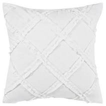 Laura ley Home - 유로 샴 세트 봉투 클로저가 있는 부드러운 면 가볍고 세련된 홈 데코 (클로에 블루 2피스), Adelina White