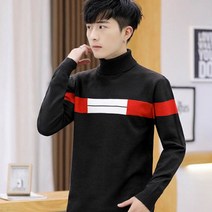 가바바 남성 스웨터 중앙 라인 사각 컬러 모임 포인트 목폴라 스웨터 G39665