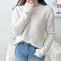 빅사이즈 봄 여자니트티 티 기본핏 베이직 롱 코디