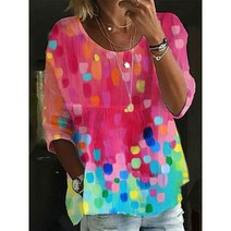 여성가을블라우스 우아한 라운드 넥 루즈핏 캐주얼 셔츠 여성용 휴일 주말 상의