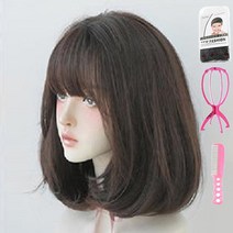 가발위드 중단발 투톤 쉬즈 통가발1개+가발걸이1개+가발전용빗1개+가발망1개 세트상품, 다크브라운, 1세트