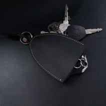 심플 자동차 스마트키 가죽 케이스 열쇠 주머니 차키 가죽 주머니, 블랙