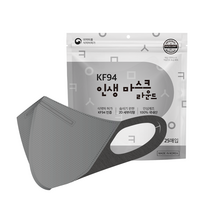 인생라운드 KF94 귀편한 마스크 컬러, 25개입, 4개, 그레이
