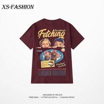 판매 프린트 티셔츠 여름 스트리트웨어 레트로 탑스 하프 슬리브 커플 의류 오버사이즈 라운드넥 남성 여성