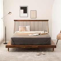 [에보니아] 프레 호두나무 침대 1600/1800/2000 매트제외, 월넛 1800