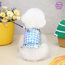 딩동펫 강아지 비치 원피스 하네스, 색상:비치 원피스 하네스 블루 XXL