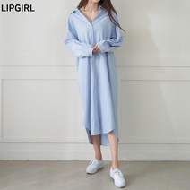 립걸글렌 린넨 셔츠 원피스